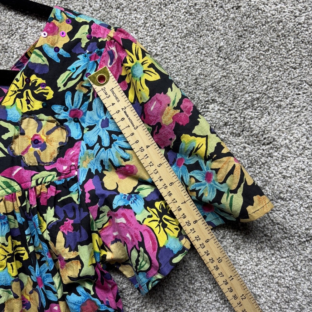 Sita Maxi Dress Womens SMALL Black Floral Rayon‎ Beachy Boho Vintage 80s NEW NWT - Picture 7 of 13